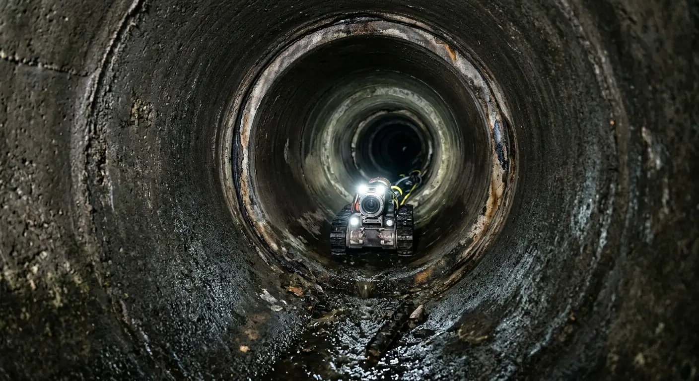 Robotic sewer camera inspecting pipe interior for Drain Snake Service in St. Johns